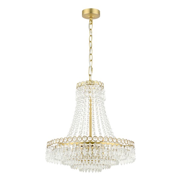 (image for) Laura Ashley Enid 5 Light Chandelier Faceted Glass and Matt Antique Brass